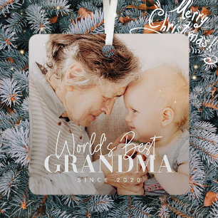 World's Best Grandma Since 20XX Simple Chic Photo Metal Ornament