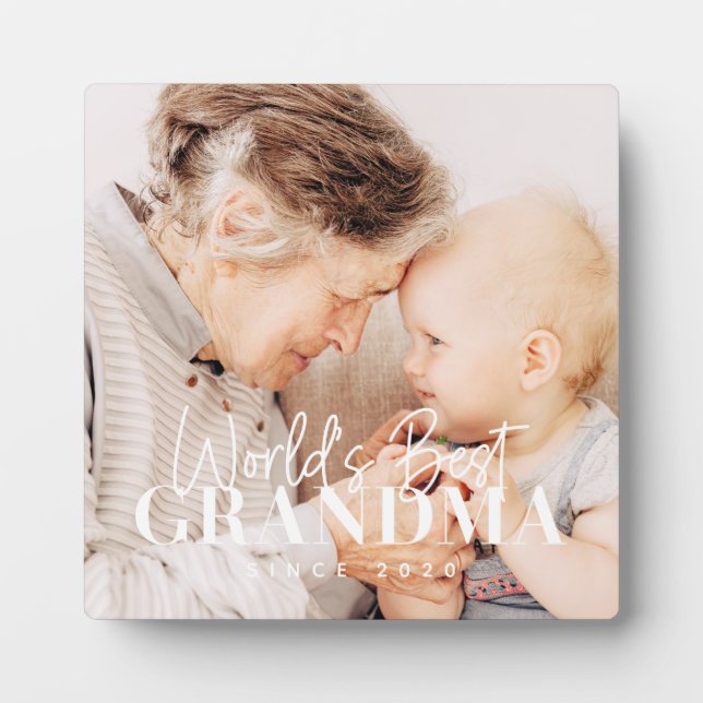 World's Best Grandma Since 20XX Simple Chic Photo Plaque (Front)