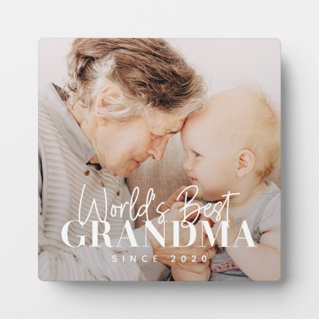 World's Best Grandma Since 20XX Simple Chic Photo Plaque (Front)