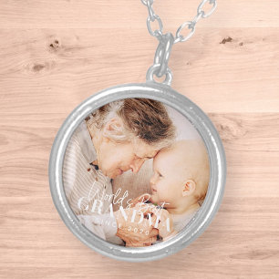 World's Best Grandma Since 20XX Simple Chic Photo Silver Plated Necklace