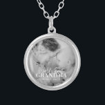 World's Best Grandma Since 20XX Simple Chic Photo Silver Plated Necklace<br><div class="desc">This simple and modern design is composed of serif and cursive typography and add a custom photo</div>