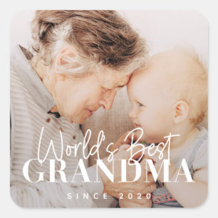 World's Best Grandma Since 20XX Simple Chic Photo Square Sticker