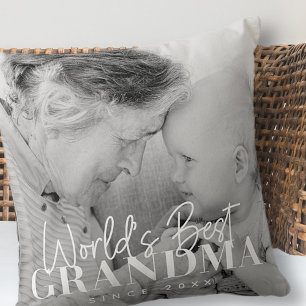 World's Best Grandma Since 20XX Simple Chic Photo Throw Pillow