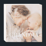 World's Best Grandma Since 20XX Simple Chic Photo Wooden Box Sign<br><div class="desc">This simple and modern design is composed of serif and cursive typography and add a custom photo</div>