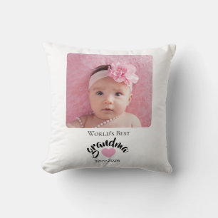 Worlds Best Grandma Since Year Photo Cute Throw Pillow