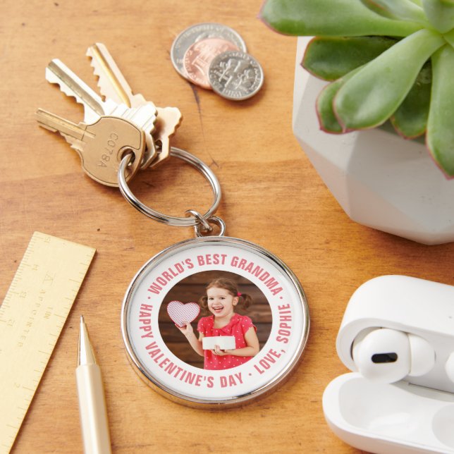 World's Best Grandma Valentine's Day Photo Gift Ke Keychain (Desk)
