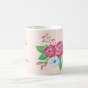 "World's Best Grandma" Watercolor Flower Bouquet Coffee Mug