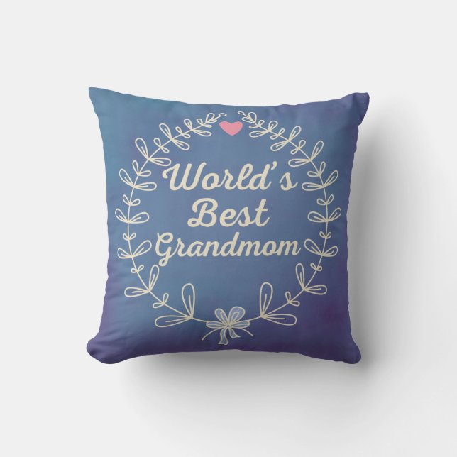 World's Best Grandmom Wreath Throw Pillow Gift (Front)