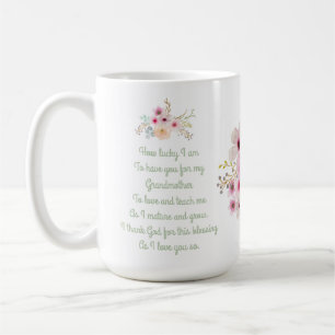 World's Best GRANDMOTHER POEM, Floral Personalized Coffee Mug