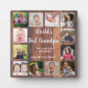 World's Best Grandpa 12 Photo Collage Pallet Wood  Plaque