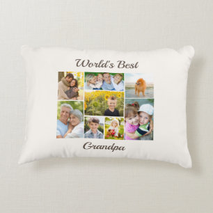World's Best Grandpa 8 Photo Collage Accent Pillow