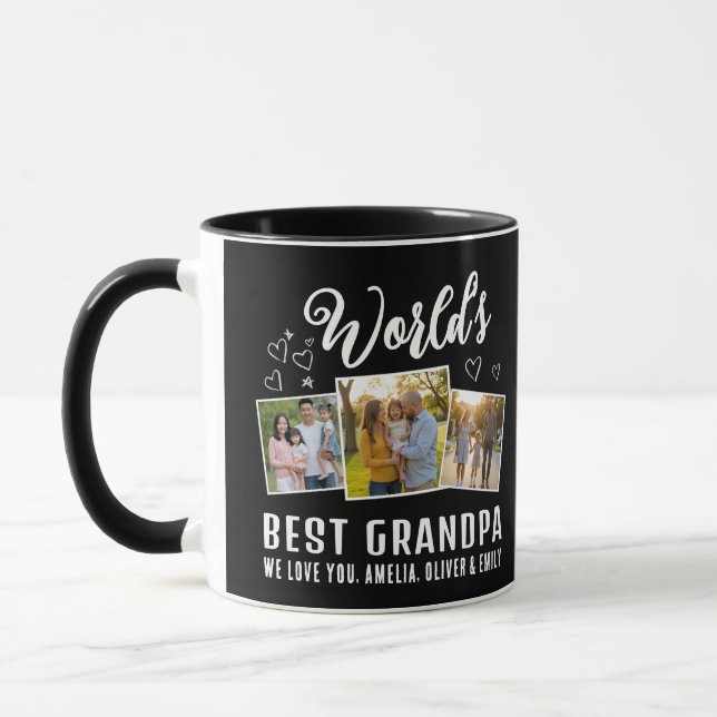 World's Best Grandpa Custom 3 Photo Collage Mug (Left)