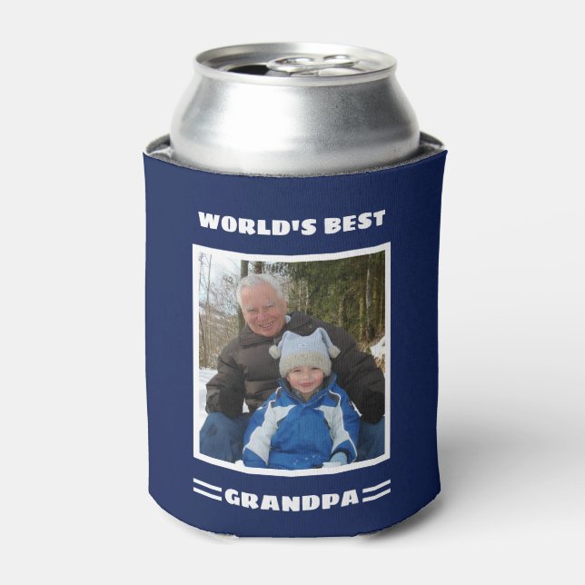 World's Best Grandpa Custom Photo Personalized Can Cooler (Can Front)