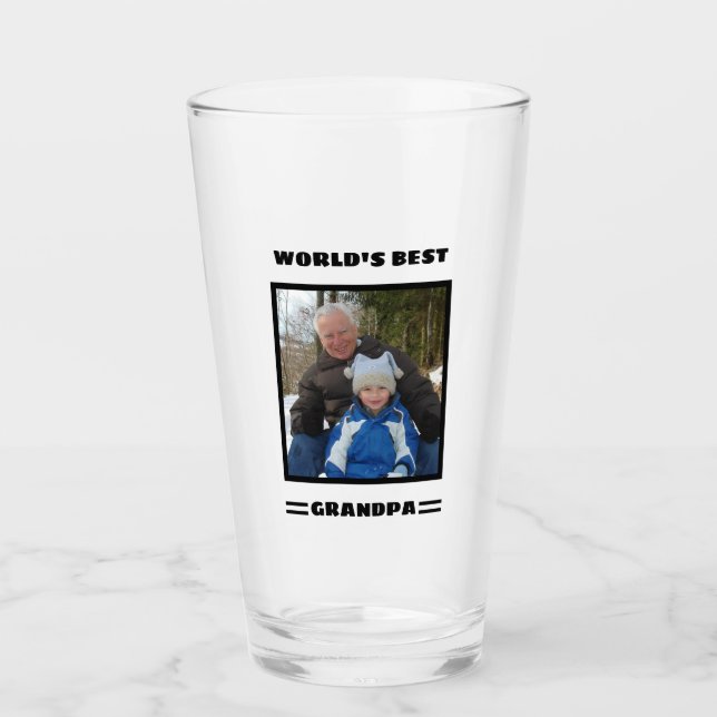 World's Best Grandpa Custom Photo Personalized Glass (Front)
