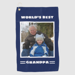 World's Best Grandpa Custom Photo Personalized Golf Towel