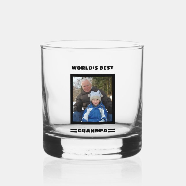 World's Best Grandpa Custom Photo Personalized Whiskey Glass (Front)