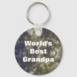 World's Best Grandpa Elegant Gold Blue Abstract Keychain