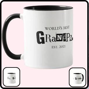 World's Best Grandpa Est Fun Saying Black White Mug