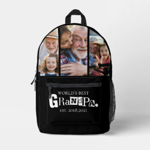 World's Best Grandpa Est Year 3 Photo Collage  Printed Backpack