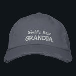 World's Best GRANDPA-Father's Day OR Birthday Embroidered Hat<br><div class="desc">If you think your father is just the best... then this will be a great gift for him for Father's Day, or his birthday... OR even Grandparent's Day from the kids. Features the text "World's Best GRANDPA" in white embroidery on a blue ball cap, but of course you can customize...</div>