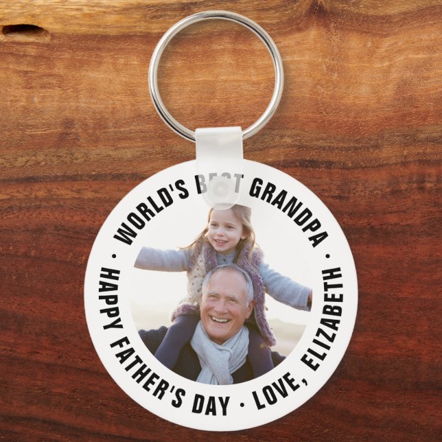 World's Best Grandpa Father's Day Photo Gift Keychain (Front)