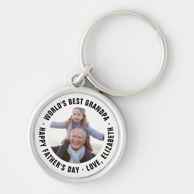 World's Best Grandpa Father's Day Photo Gift Keychain (Front)