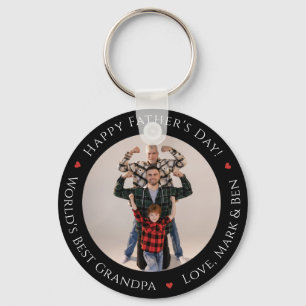 Worlds Best Grandpa Funny Photo Custom Fathers Day Keychain