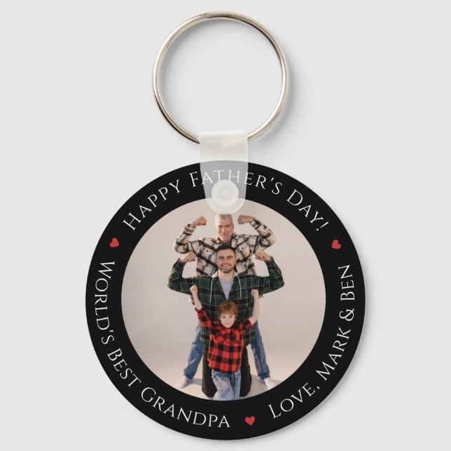 Worlds Best Grandpa Funny Photo Custom Fathers Day Keychain (Front)