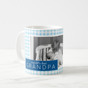 World's Best Grandpa Gingham Personalized Photo Coffee Mug