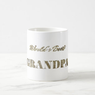 World's Best Grandpa Gold Sparkles Typography Coffee Mug