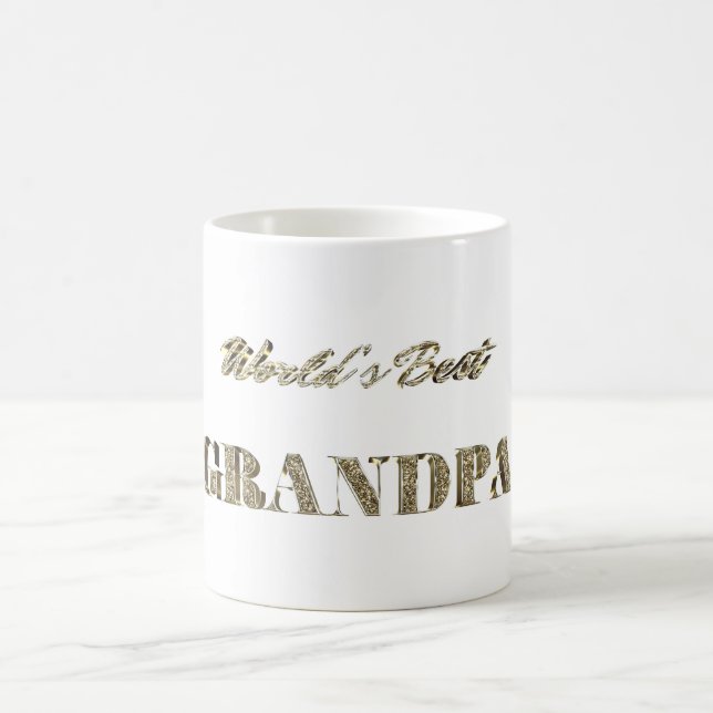 World's Best Grandpa Gold Sparkles Typography Coffee Mug (Center)