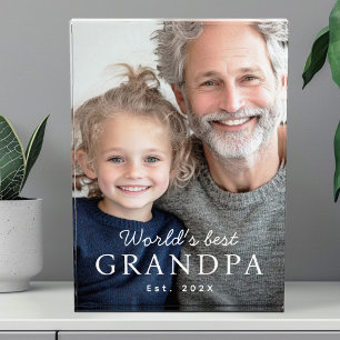 World's best grandpa grandfather est year photo block