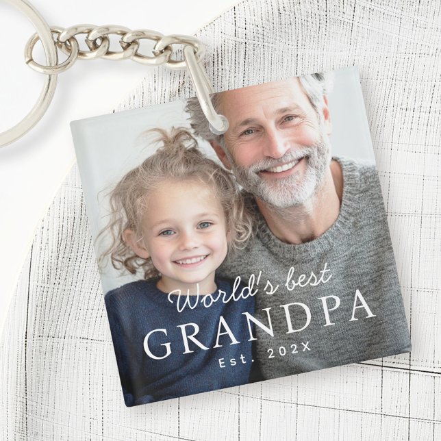 World's best grandpa grandfather est year photo keychain (World's best grandpa grandfather est year photo keychain)