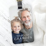 World's best grandpa grandfather est year photo luggage tag<br><div class="desc">Luggage tag featuring your custom photo and the text "World's best granpa" with custom year or other text below.</div>