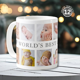 World's Best Grandpa Grey 12 Photo Collage  Coffee Mug