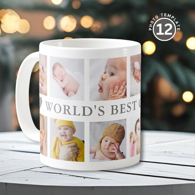 World's Best Grandpa Grey 12 Photo Collage  Coffee Mug (Creator Uploaded)