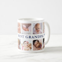 World's Best Grandpa Navy Blue 12 Photo Collage