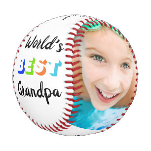 World's Best Grandpa Personalized Photos Colours Baseball
