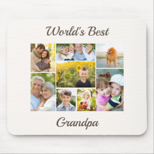 World's Best Grandpa Photo Collage Mouse Pad