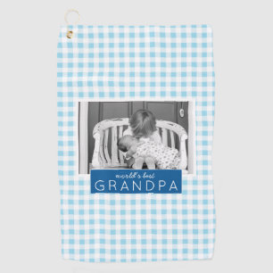World's Best Grandpa Plaid Personalized Photo Golf Towel