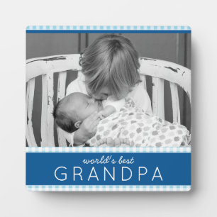 World's Best Grandpa Plaid Personalized Photo Plaque