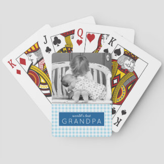 World's Best Grandpa Plaid Personalized Photo Playing Cards