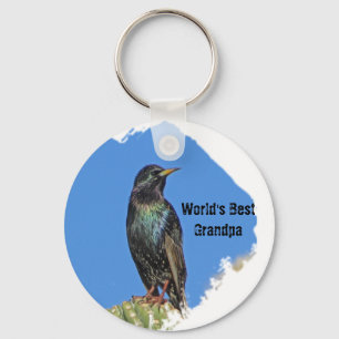 World's Best Grandpa Starling and Cactus Southwest Keychain
