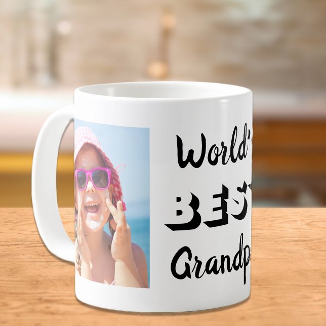 World's Best Grandpa Two Photos Personalized Coffee Mug (Creator Uploaded)