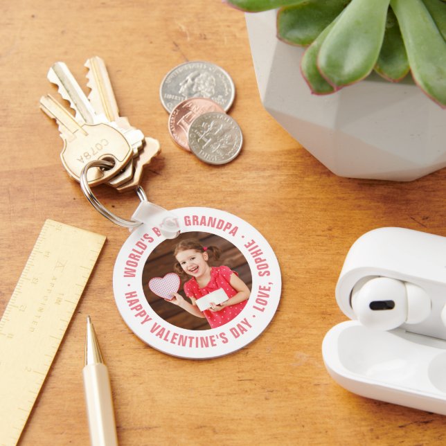 World's Best Grandpa Valentine's Day Photo Gift Ke Keychain (Desk)