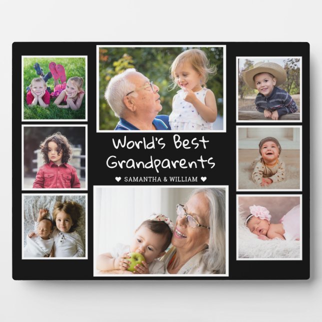 World's Best Grandparents  8 Photo Collage  Black Plaque (Front)