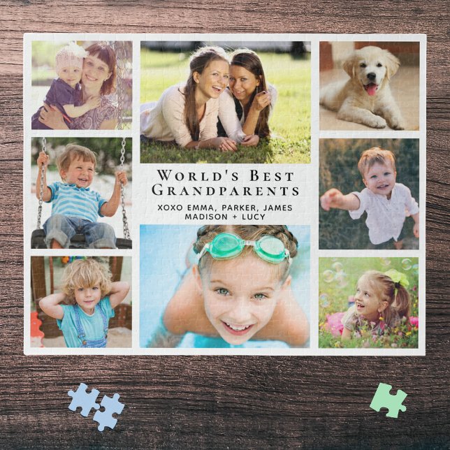 World's Best Grandparents 8 Photo Collage Jigsaw Puzzle (Creator Uploaded)