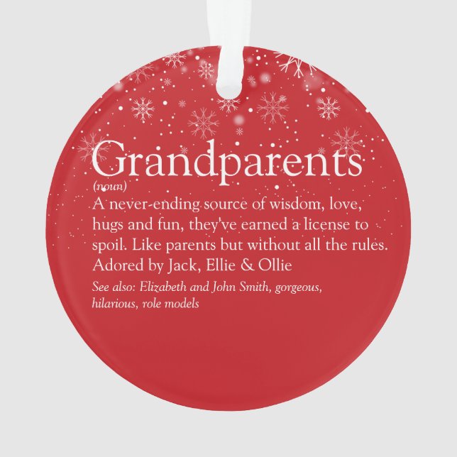 World's Best Grandparents Definition Photo Ornament (Back)