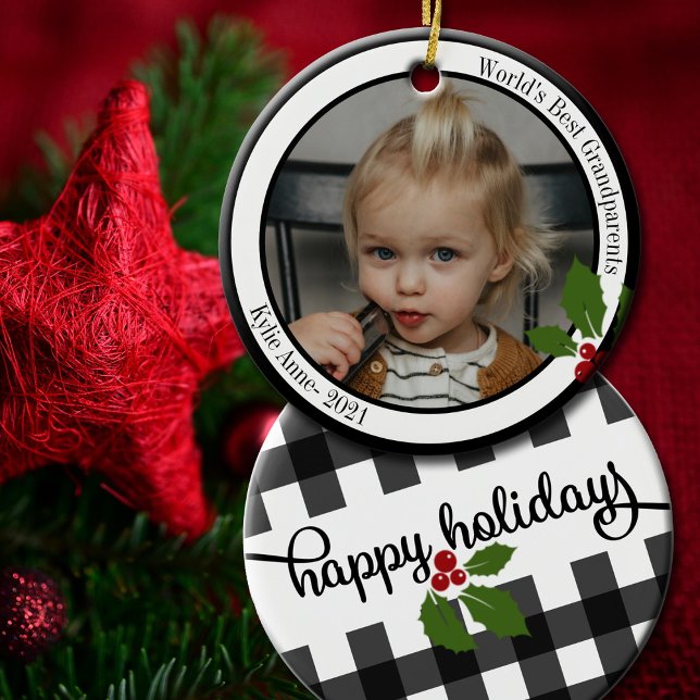 World's Best Grandparents Keepsake Christmas Ceramic Ornament (Surprise the grandparents this holiday season with this lovely personalized Christmas ornament.)