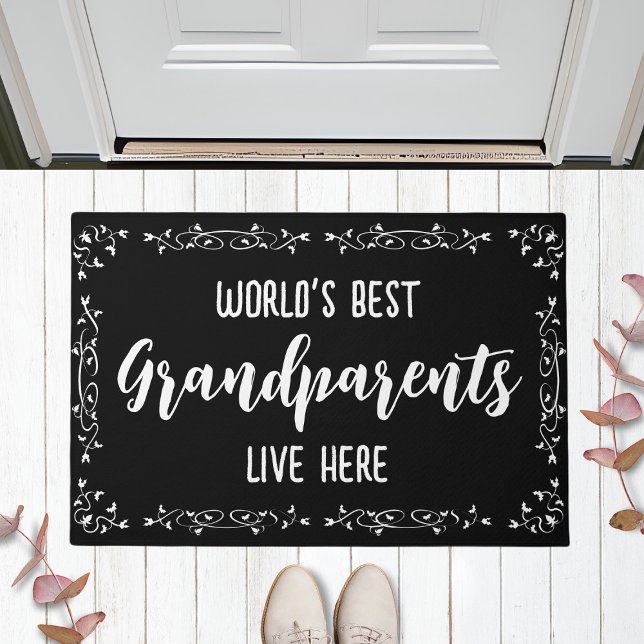 World's Best Grandparents Live Here - Black Doormat (Creator Uploaded)
